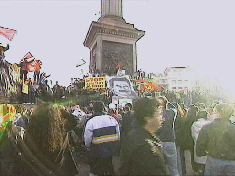 The protest of the Kurds against the kidnapping of the leaser Abdullah Ocalan,Trafalgar Square-London 20/2/1999